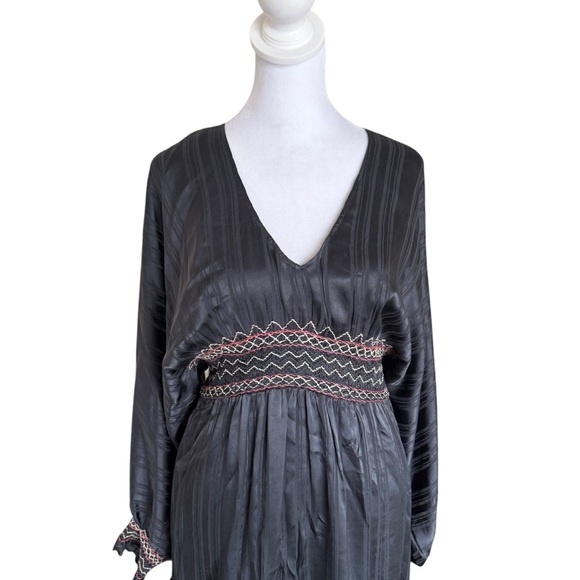Ulla Johnson - NWT Silk Odette Midnight Smocked Long Sleeve Mini Dress Sz 2 - Picture 5 of 14